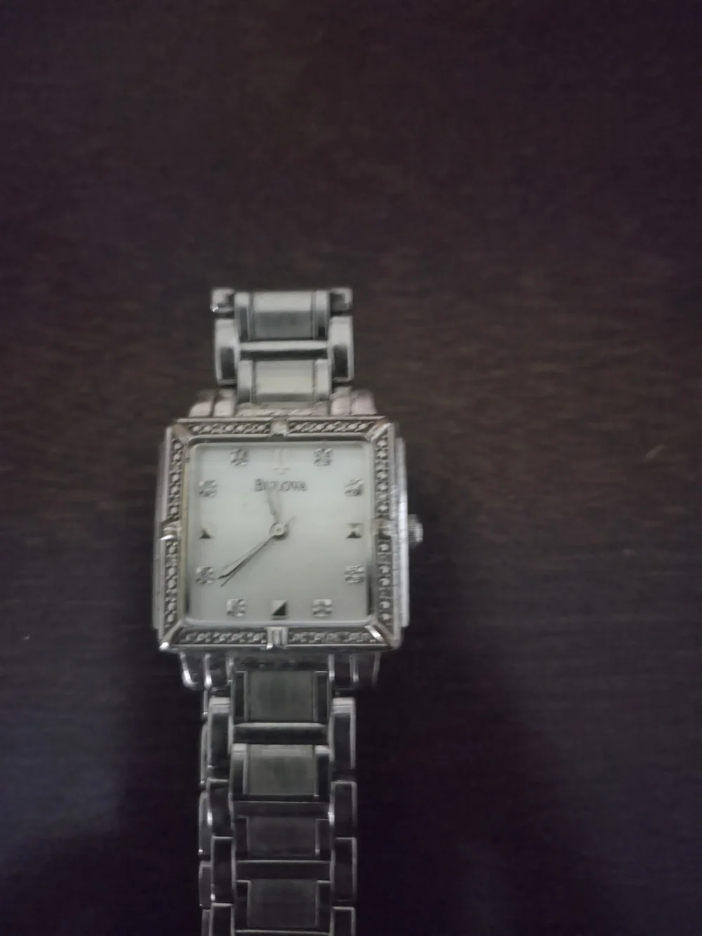 Bulova Silver and Steel Square-Back Bracelet Watch